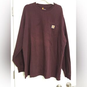 Carhartt XL tall burgundy‎ heavy long sleeve shirt men’s big & tall
